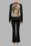 SC Leopard Printed Sport Two Piece Pants Set YWXS-K26L3082