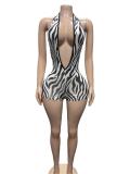 SC Halterneck Printed Backless Romper GFCF-1611