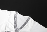 SC Sequin Patchwork V Neck Tops XEF-K6L18897A