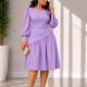 SC Plus Size Solid Color Irregular Midi Dress GATE-655