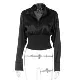 SC Satin Patchwork Solid Color T-shirt LJSF-T6922529X
