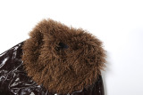 SC Long Sleeve Fur Neck Patchwork Leather Coats XEF-K6C14989A