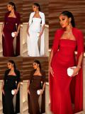 SC Long Sleeve Patchwork Slim Maxi Dress GADE-11561