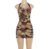 SC Printed Halterneck Mini Dress XEF-K6D19473A