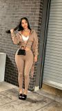 SC Zipper Hooded Coat Two Piece Pants Set MEM-88730