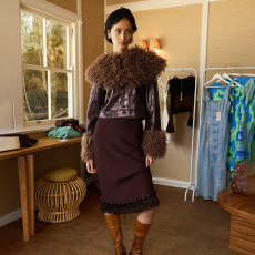 SC Long Sleeve Fur Neck Patchwork Leather Coats XEF-K6C14989A