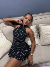 SC Polka Dot Printed Backless Mini Dress GADE-11593