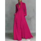 SC Plus Size Solid Color Long Sleeve Maxi Dress GQLK-1.31