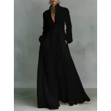 SC Plus Size Solid Color Long Sleeve Maxi Dress GQLK-1.31
