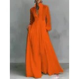 SC Plus Size Solid Color Long Sleeve Maxi Dress GQLK-1.31