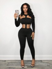 SC Solid Color Hollow Out Jumpsuit GHYX-TXY0085