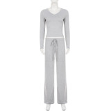 SC Long Sleeve V Neck Sport Two Piece Pants Set GPKJ-MR52243