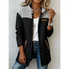 SC Plus Size Long Sleeve Patchwork Contrast Color Coats GQLK-6413