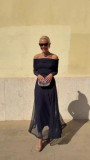 SC Plus Size One Shoulder Mesh Long Sleeve Maxi Dress GRNH-28923