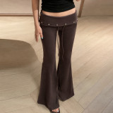 SC Rivet Solid Color Knits Flare Pants GPKJ-MR52452
