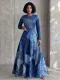 SC Printed Patchwork Long Sleeve Maxi Dress GQLK-6118