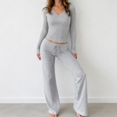 SC Long Sleeve V Neck Sport Two Piece Pants Set GPKJ-MR52243