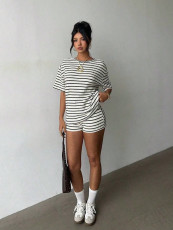 SC Stripe Long Sleeve Two Piece Short Set YWXS-K26L2604