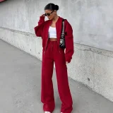 SC Long Sleeve Zipper Coat Two Piece Pants Set YMZY-56167