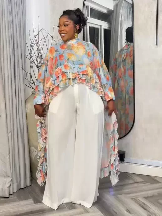 SC Fashion Printed Shawl Cape Long Shirt GFXI-fx996