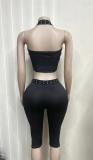 SC Rivet Webbing Halterneck Two Piece Pants Set GNJF-NJ9121