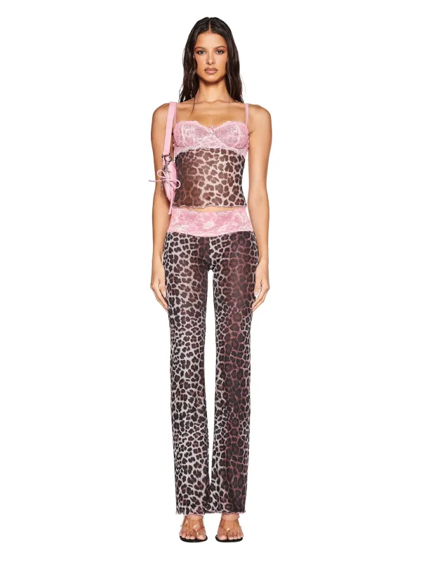 SC Lace Leopard Printed Sling Vest Two Piece Pants Set SHD-8136