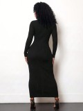 SC Long Sleeve Hollow Out Split Bandage Dress GHYX-TXY5508