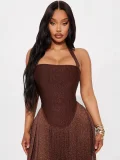 SC Off Shoulder Tassel Tube Top Dress GKYS-2630