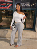 SC Slash Shoulder Long Sleeve Two Piece Pants Set YWXS-K26L3053