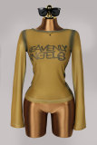 SC Letter Printed See Through T Shirt GXIY-K26L3147