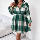 SC Long Sleeve Plaid Casual Dress HNIF-DHN247