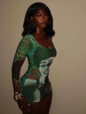 SC Mesh Printed Long Sleeve Mini Dress GNJF-1979