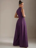 SC Sleeveless Zipper Solid Color Loose Jumpsuit GQLK-0827