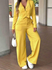 SC Solid Color Long Sleeve Zipper Two Piece Pants Set MIL-343