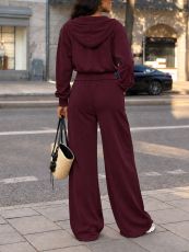 SC Long Sleeve Zipper Hooded Two Piece Pants Set HNIF-TY024