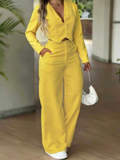 SC Solid Color Long Sleeve Zipper Two Piece Pants Set MIL-343