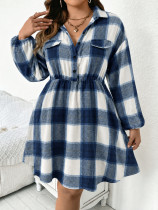 SC Long Sleeve Plaid Casual Dress HNIF-DHN247