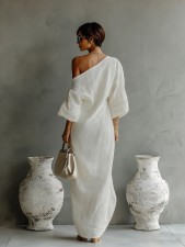 SC Plus Size Off Shoulder Long Sleeve Maxi Dress GSXL-A-YL6001