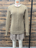 SC Plus Size Knits Patchwork Long Sleeve Mini Dress GSXL-BH3062