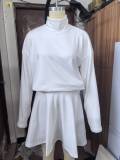 SC Long Sleeve Solid Color Sweater Two Piece Skirts Set GSXL-HD9918