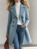 SC Double Breasted Solid Color Loose Coat GSXL-HD9952