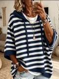 SC Plus Size Long Sleeve Knits Drawstring Hooded Sweatshirt GSXL-GCY-1523