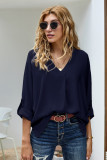 SC V Neck Loose Long Sleeve Casual Top GSXL-HD9912