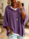 SC Plus Size Long Sleeve Knits Drawstring Hooded Sweatshirt GSXL-GCY-1523