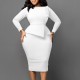 SC Plus Size Long Sleeve Solid Color Midi Dress GATE-356