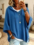 SC Plus Size Long Sleeve Knits Drawstring Hooded Sweatshirt GSXL-GCY-1523