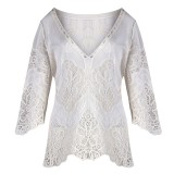 2019 Sexy Summer Hollow Perspective White lace Womens Lace Dress Ladies Plunge Holiday Short Transparent female Cute dresses