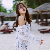 Bikini Cover Up Lace Hollow Solid Swimsuit Beach Dress Women 2019 Summer Ladies Cover-Ups Bathing Suit Beach 