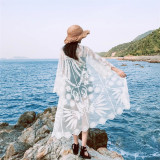  Women Dresses Summer Vintage Boho Style Lace Crochet White Long Sleeve Maxi Dresses 
