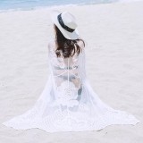 White Lace Dress 2019 Sexy Summer V Neck Long Sleeve Dresses Plus Size Bohemian Beach Party Sundress Casual Loose Robe